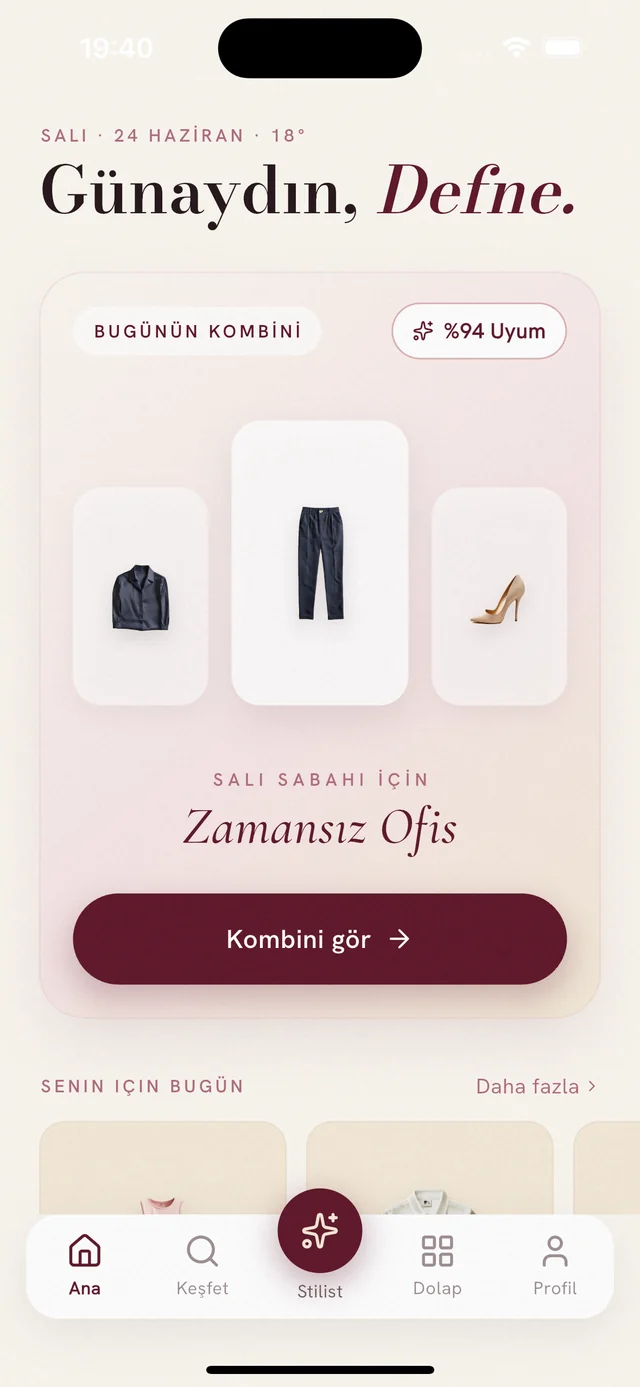 MODE uygulaması — bugünün kombini